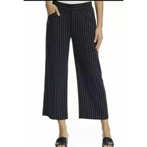 Eileen Fisher Pinstripe Wide Leg Relaxed Cropped Pants‎ Career Casual Tencel